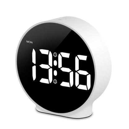 EDUP EH-8816 Simple Digital Electronic Clock Night Light Battery Plug-in Dual Power Mode Alarm Clock(White Case White Letter)
