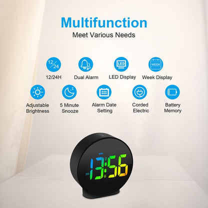 EDUP EH-8816 Simple Digital Electronic Clock Night Light Battery Plug-in Dual Power Mode Alarm Clock(Black Case White Letter)