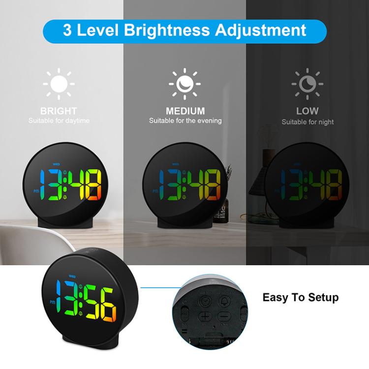 EDUP EH-8816 Simple Digital Electronic Clock Night Light Battery Plug-in Dual Power Mode Alarm Clock(Black Case White Letter)