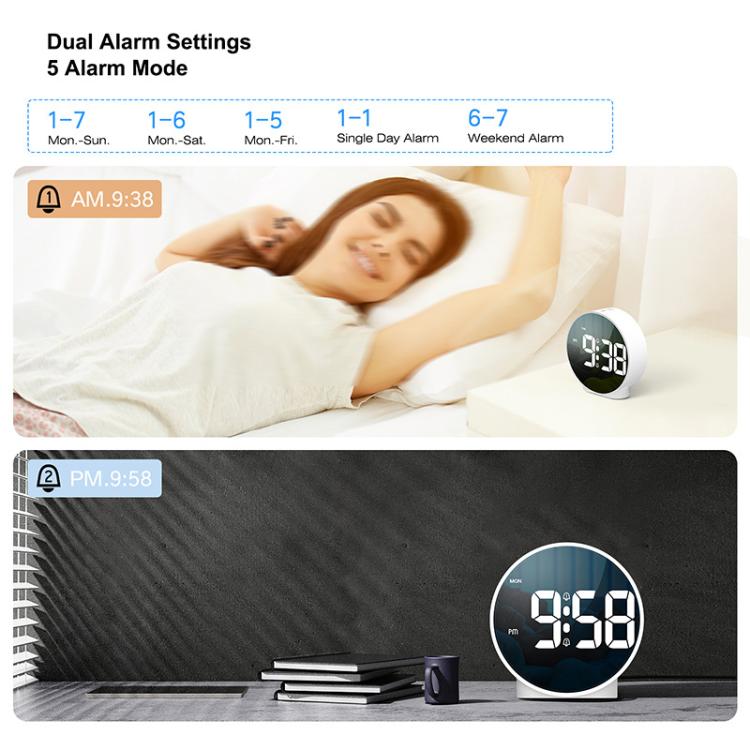 EDUP EH-8816 Simple Digital Electronic Clock Night Light Battery Plug-in Dual Power Mode Alarm Clock(Black Case White Letter)