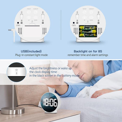 EDUP EH-8816 Simple Digital Electronic Clock Night Light Battery Plug-in Dual Power Mode Alarm Clock(Black Case White Letter)