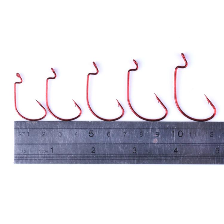 HENGJIA FH013 50pcs / Box Outdoor Fishing Cranked Stripers Hook Set, Color: Red