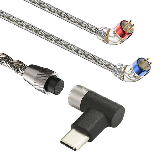CVJ TS800 Eight Strands Copper Silver Plated Interchangeable Audio Plugs Headphone Upgrade Cable, Style: Type-C 0.75mm