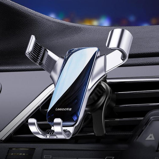 Support de téléphone portable de voiture Leeioo Gravity Linkage pour grille d'aération (argent)