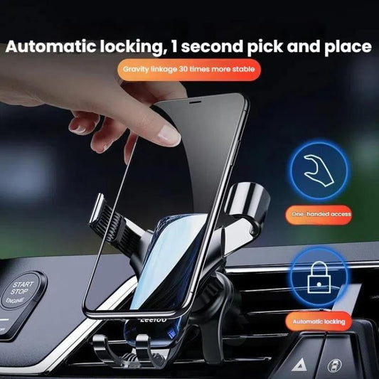 Support de téléphone portable de voiture Leeioo Gravity Linkage pour grille d'aération (argent)