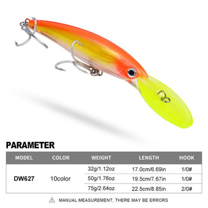 PROBEROS DW627 Long-Distance Casting Large Minnow Lure Fishing Bionic Bait, Style: G(22.5cm/75g)