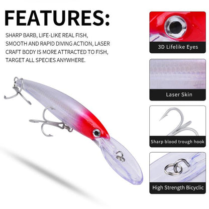 Leurre Proberos DW627 Minnow Grande Distance, Leurre de pêche Bionique, Style : C (17 cm/32 g)