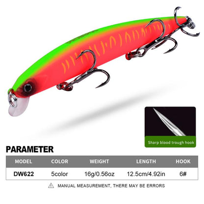 PROBEROS DW622 12.5cm-16g Submerged Minnow Lure All-Purpose Sea Fishing Plastic Bionic Hard Bait(C)
