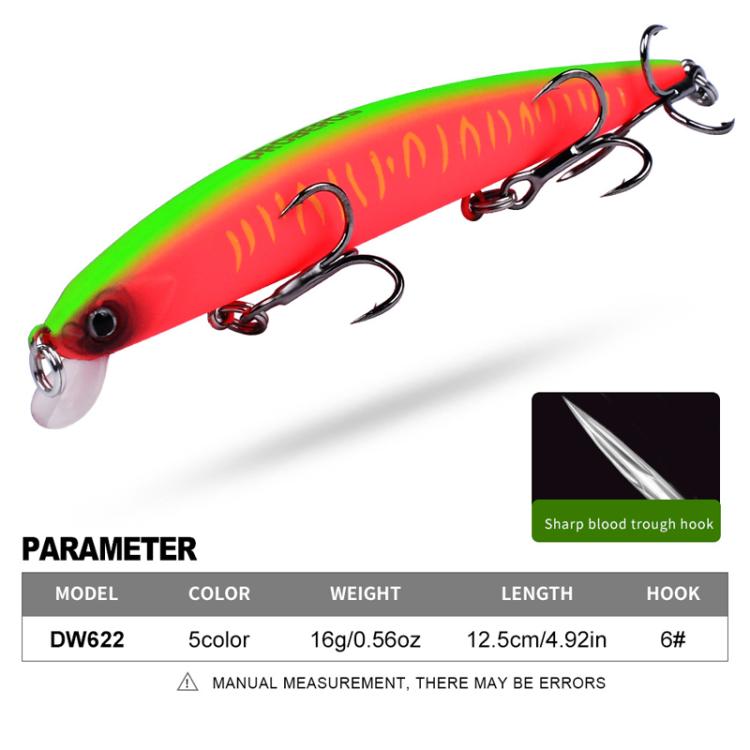 PROBEROS DW622 12.5cm-16g Submerged Minnow Lure All-Purpose Sea Fishing Plastic Bionic Hard Bait(A)