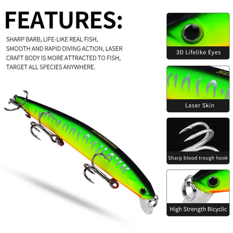 PROBEROS DW622 12.5cm-16g Submerged Minnow Lure All-Purpose Sea Fishing Plastic Bionic Hard Bait(B)