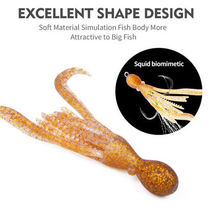 5pcs / Pack PROBEROS DW6123 10cm-4.8g Simulated Squid Soft Bait Sea Fishing Octopus False Lure(C)