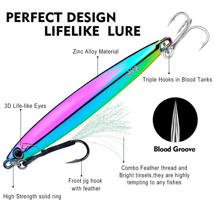 15g PROBEROS LF144 Zinc Alloy Lure Long-Distance Casting Fast-Draw Spanish Mackerel Mirror Bait(Colorful)