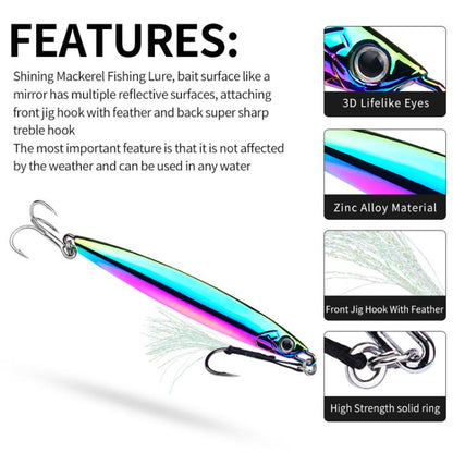 30g PROBEROS LF144 Zinc Alloy Lure Long-Distance Casting Fast-Draw Spanish Mackerel Mirror Bait(Silver)