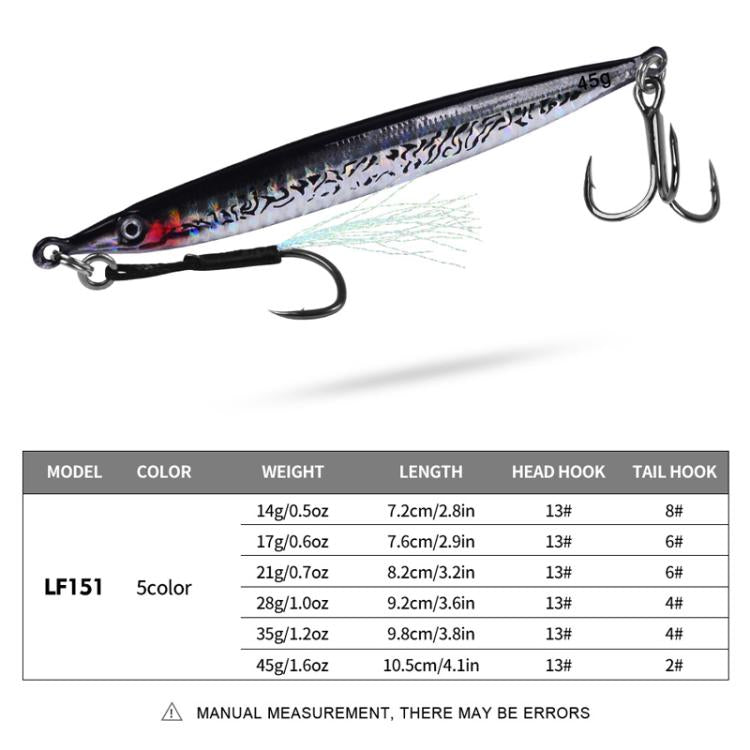 17G PROBEROS LF151 Long-Distance Casting Sinking Lure 3D Fast-Draw Sea Fishing Mackerel Hook(A)