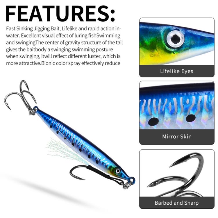 21G PROBEROS LF151 Long-Distance Casting Sinking Lure 3D Fast-Draw Sea Fishing Mackerel Hook(D)