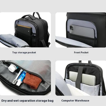 BANGE BG-3055 Men Large Capacity Shoulder Bag Expanded Capacity Business Travel Backpack(Blue)