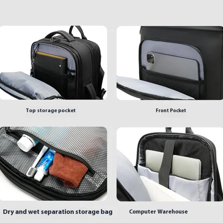 BANGE BG-3055 Men Large Capacity Shoulder Bag Expanded Capacity Business Travel Backpack(Gray)