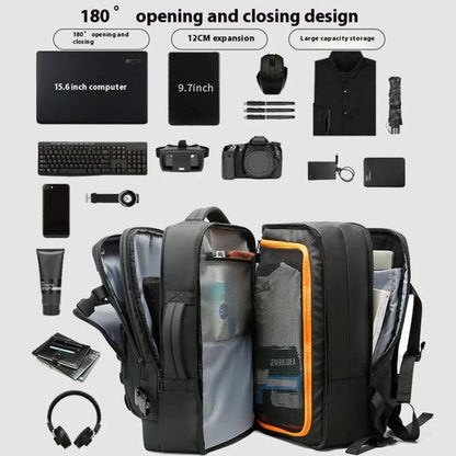 BANGE BG-3055 Men Large Capacity Shoulder Bag Expanded Capacity Business Travel Backpack(Blue)