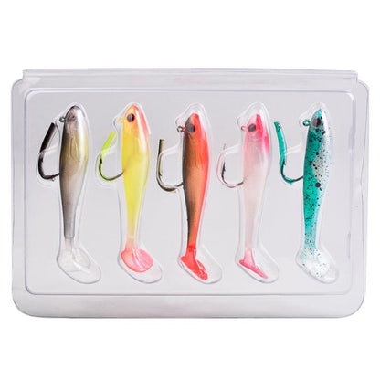 PROBEROS DW6092N6A 5pcs / Set T-Tail Lua False Bait Single Hook Full Swimming Submerged Imitation Soft Lure