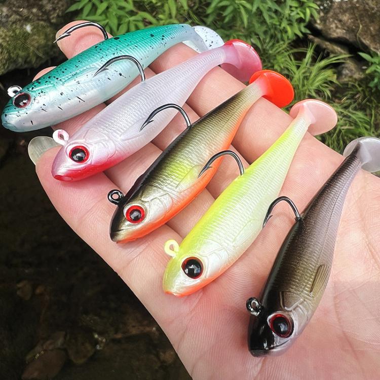 PROBEROS DW6092N6B 5pcs / Set T-Tail Lua False Bait Single Hook Full Swimming Submerged Imitation Soft Lure