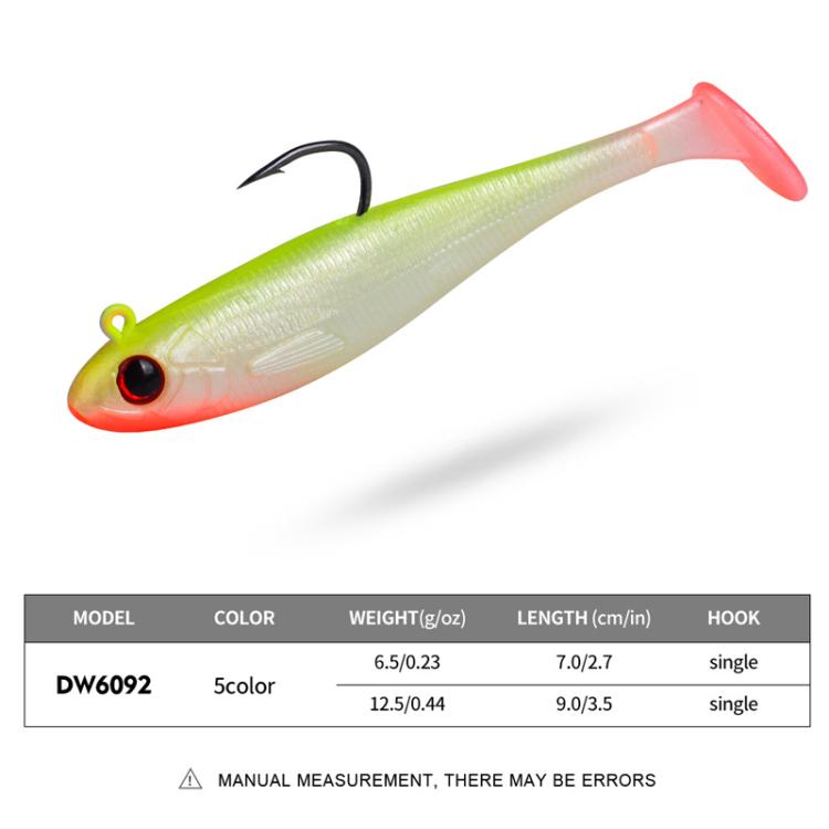 PROBEROS DW6092N6A 5pcs / Set T-Tail Lua False Bait Single Hook Full Swimming Submerged Imitation Soft Lure