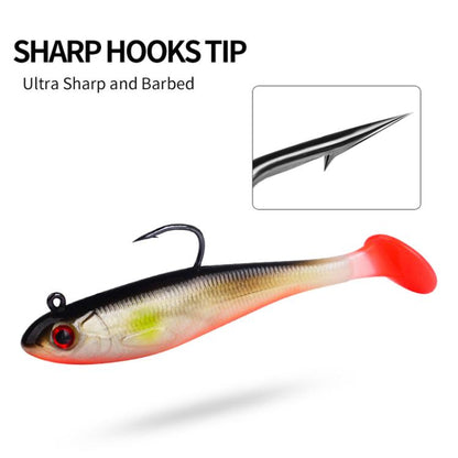 PROBEROS DW6092N6B 5pcs / Set T-Tail Lua False Bait Single Hook Full Swimming Submerged Imitation Soft Lure