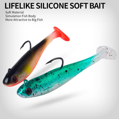 PROBEROS DW6092N6B 5pcs / Set T-Tail Lua False Bait Single Hook Full Swimming Submerged Imitation Soft Lure