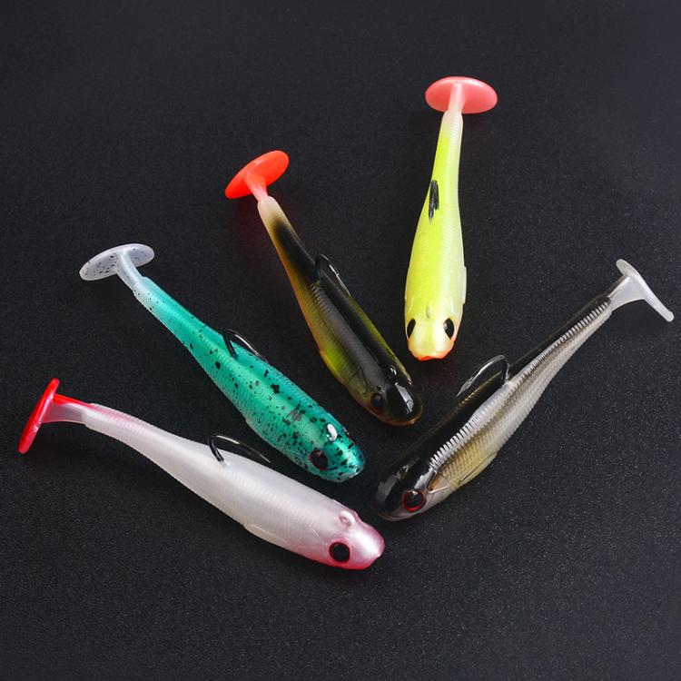 PROBEROS DW6092N6B 5pcs / Set T-Tail Lua False Bait Single Hook Full Swimming Submerged Imitation Soft Lure