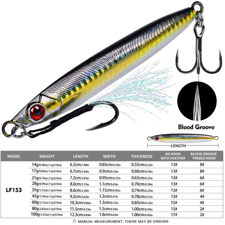 28G PROBEROS LF153 3D Fast Twitch Sea Fishing Road Runner Lure Long Casting Quick Sinking False Bait(D)