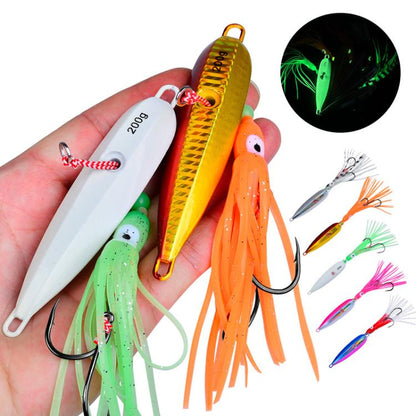 40G PROBEROS LF159 Luminous Bearded Squid Hook Slow Cranking Road Runner Iron Plate Bionic False Bait(A)