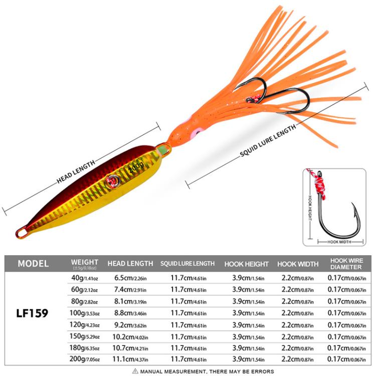 120G PROBEROS LF159 Luminous Bearded Squid Hook Slow Cranking Road Runner Iron Plate Bionic False Bait(D)
