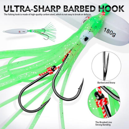 180G PROBEROS LF159 Luminous Bearded Squid Hook Slow Cranking Road Runner Iron Plate Bionic False Bait(E)