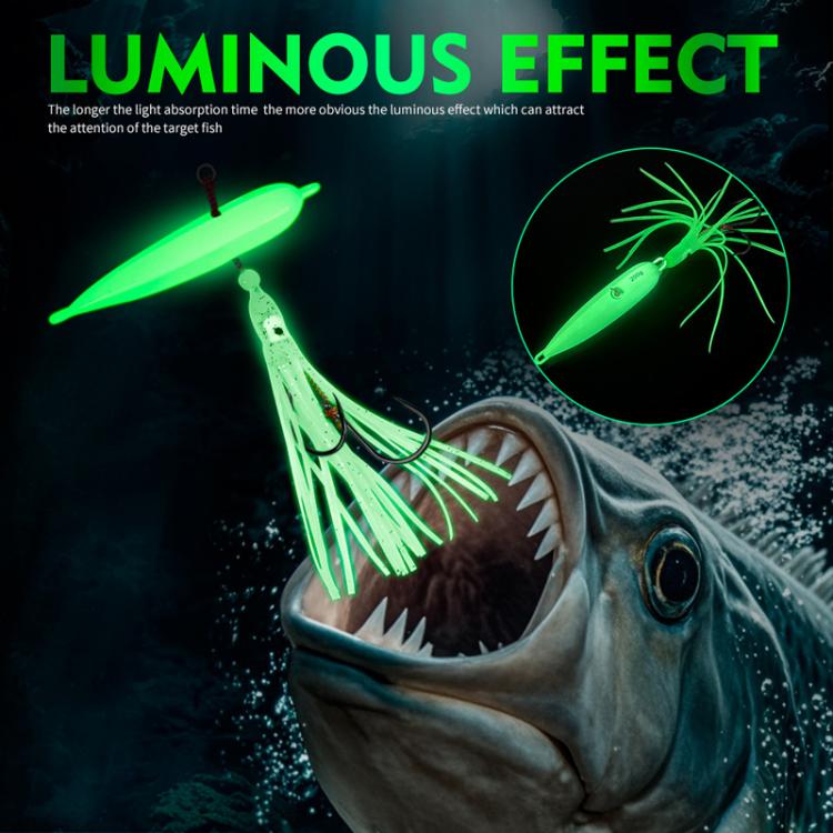 100G PROBEROS LF159 Luminous Bearded Squid Hook Slow Cranking Road Runner Iron Plate Bionic False Bait(A)