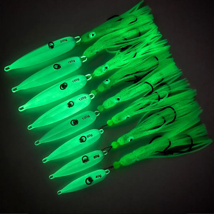 120G PROBEROS LF159 Luminous Bearded Squid Hook Slow Cranking Road Runner Iron Plate Bionic False Bait(A)
