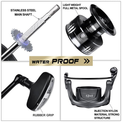 PROBEROS ME5000 LUYA Spinning Reel Sea Long Casting CNC Metal Swing Arm Fishing Reel