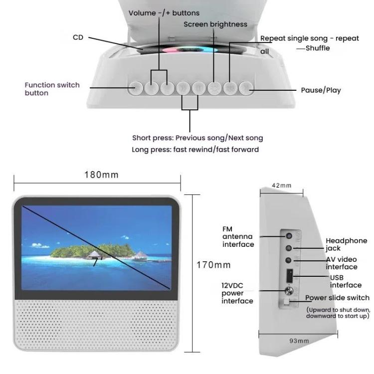Kecag KC-906 Home Portable Mobile DVD Player VCD Video Player, Spec: US Plug(White)