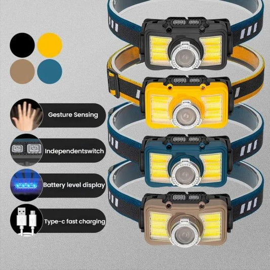 E-SMARTER W6100A LED Mini Wave Sensor Headlamp COB Outdoor Adventure Fishing Bright Headlamp(Blue)