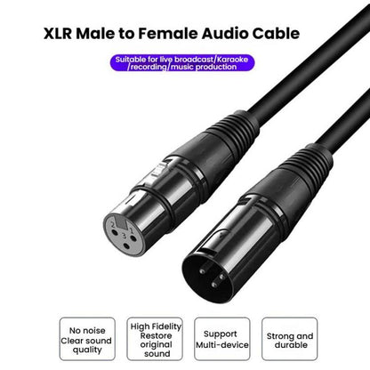 VEGGIEG Câble microphone mâle vers femelle, câble audio canon en cuivre équilibré XLR pour amplificateur de microphone stéréo, longueur : 0,3 m (noir)