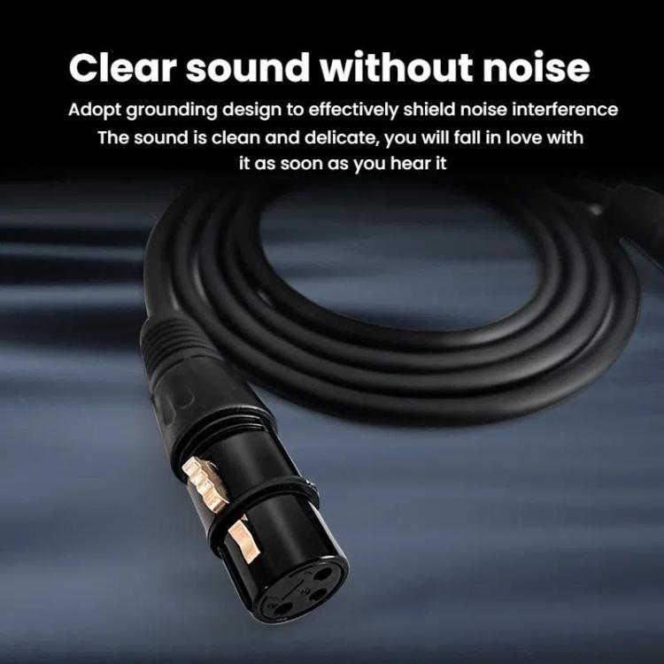 VEGGIEG Male to Female Microphone Stereo Microphone Cable Amplifier XLR Balanced Copper Cannon Audio Cable, Length: 1m(Black)