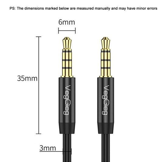 VegGieg 3.5mm Male To Male Aux Audio Cable Phone Computer Car Earphone Listening Audio Connection Cable, Length: 2m(Black)