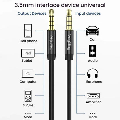VegGieg 3.5mm Male To Male Aux Audio Cable Phone Computer Car Earphone Listening Audio Connection Cable, Length: 1m(Black)