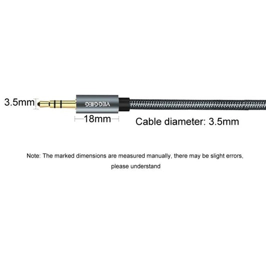 VegGieg Aux Car Audio Cable 3.5mm Male To Male Connection Cable For Phone Computer Stereo Amplifier Earphone, Length: 5m(Braided)