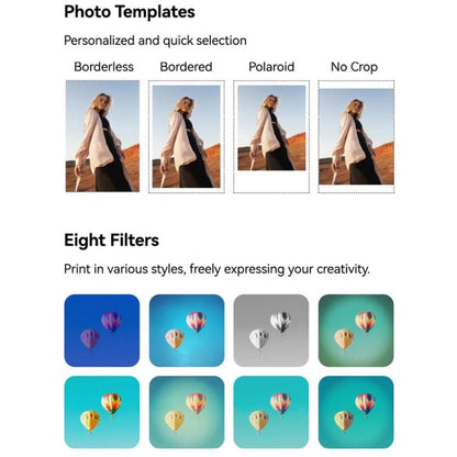 TELESIN Portable Instant Photo Printer With Magnetic Bag & Self-Adhesive Photo Paper For Travel & Memories(White)