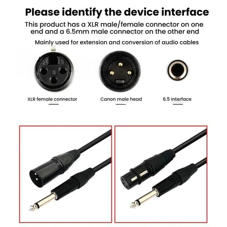 VEGGIEG 3Pin XLR Speaker Loudspeaker Cable Mixer Audio Microphone Cable, Length: 5m(6.5mm To XLR Female)