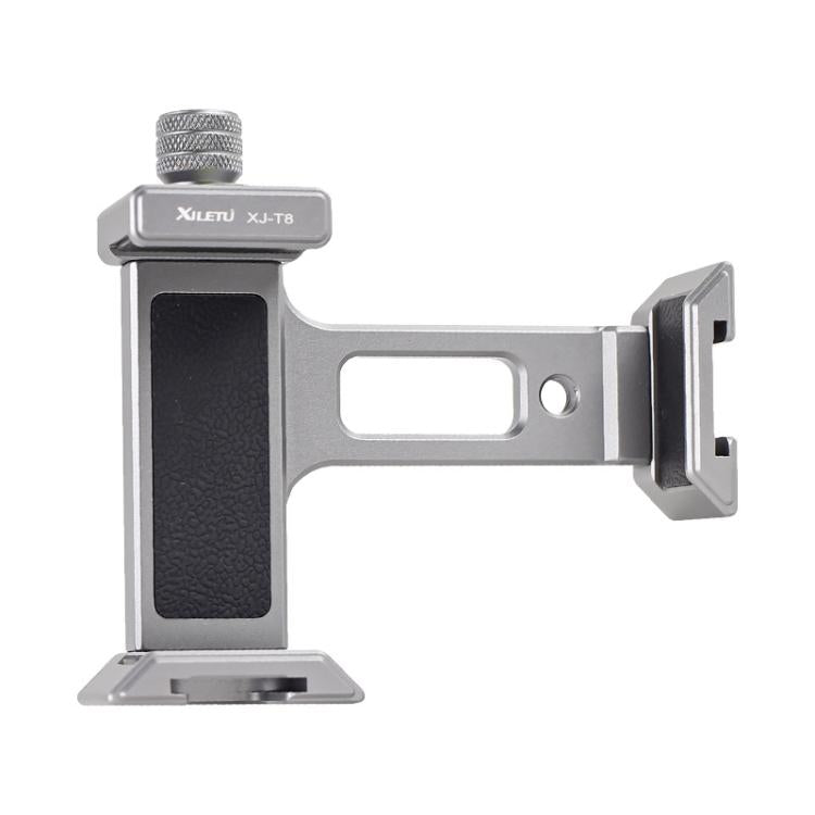 XILETU XJ-T8 Pince de support de téléphone en métal avec griffe froide, trou de vis 1/4 pouce et base compatible Arca-Swiss (gris)
