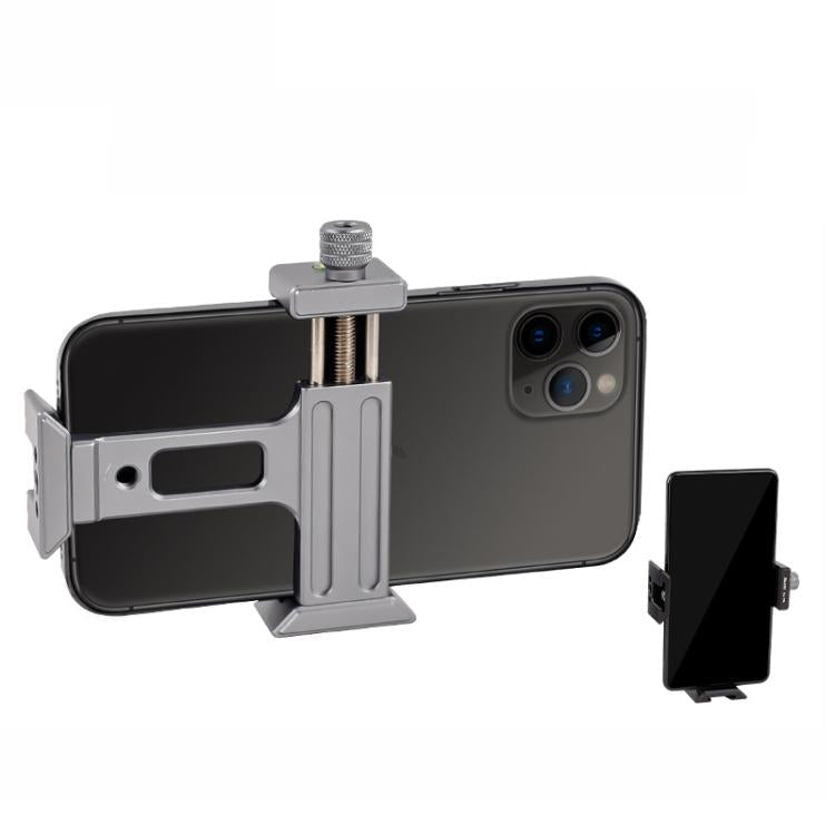 XILETU XJ-T8 Pince de support de téléphone en métal avec griffe froide, trou de vis 1/4 pouce et base compatible Arca-Swiss (gris)