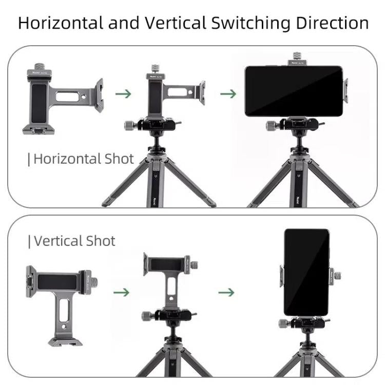 XILETU XJ-T8 Pince de support de téléphone en métal avec griffe froide, trou de vis 1/4 pouce et base compatible Arca-Swiss (gris)