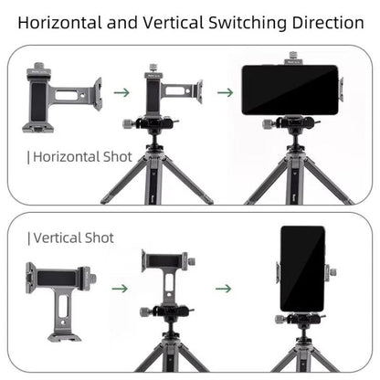 XILETU XJ-T8 Pince de support de téléphone en métal avec griffe froide, trou de vis 1/4 pouce et base compatible Arca-Swiss (gris)