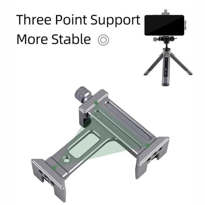 XILETU XJ-T8 Pince de support de téléphone en métal avec griffe froide, trou de vis 1/4 pouce et base compatible Arca-Swiss (gris)