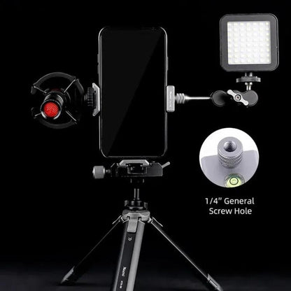 XILETU  XJ-T8 Metal Phone Holder Clamp With Cold Shoe 1/4-inch Screw Hole & Arca-Swiss Compatible Base(Black)